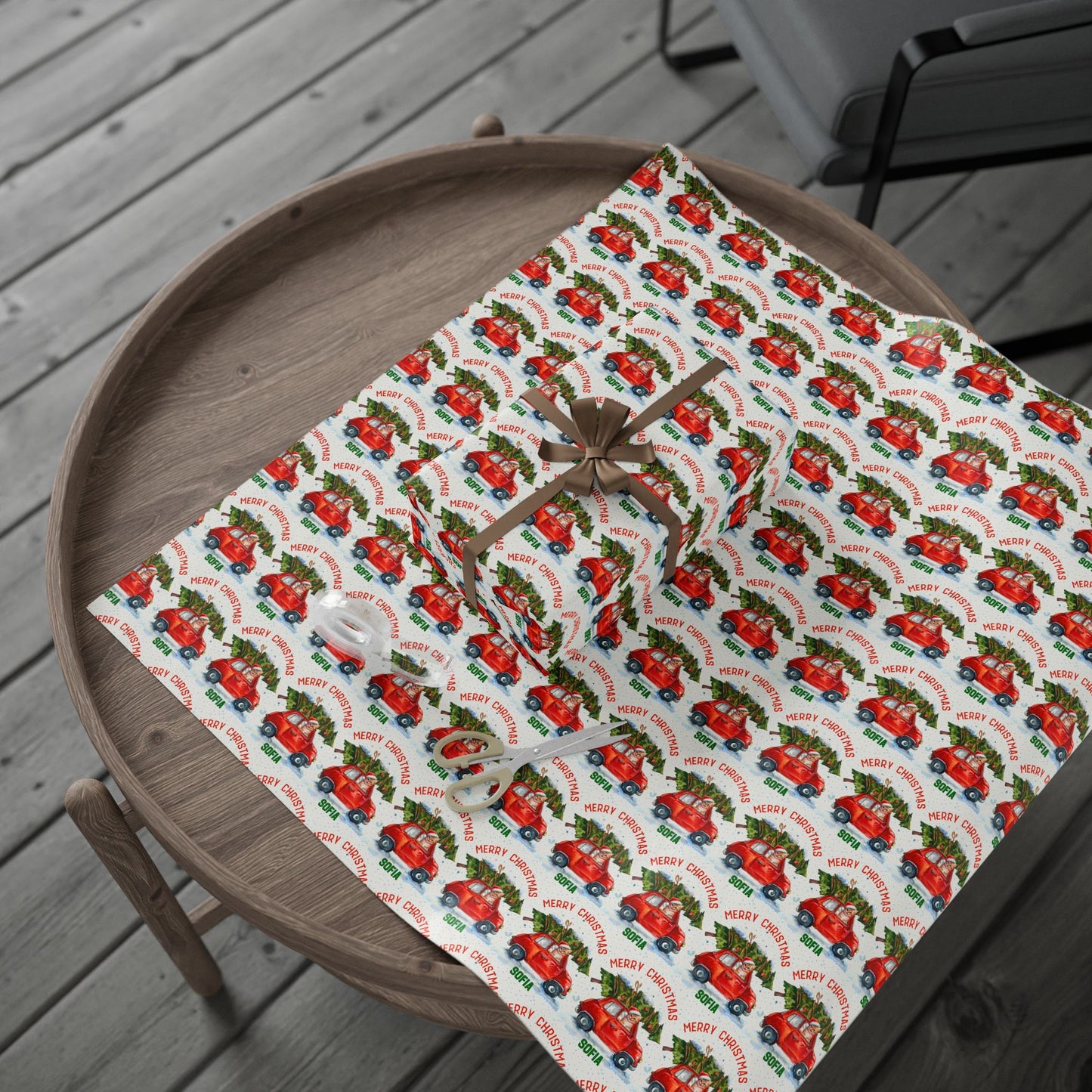 Personalized Christmas Kitten Wrapping Paper - Custom Name Gift Wrap