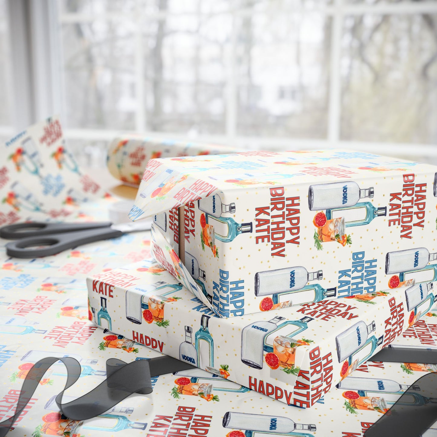 Personalized Cocktail Birthday Cheers Wrapping Paper - Custom Name Gift Wrap