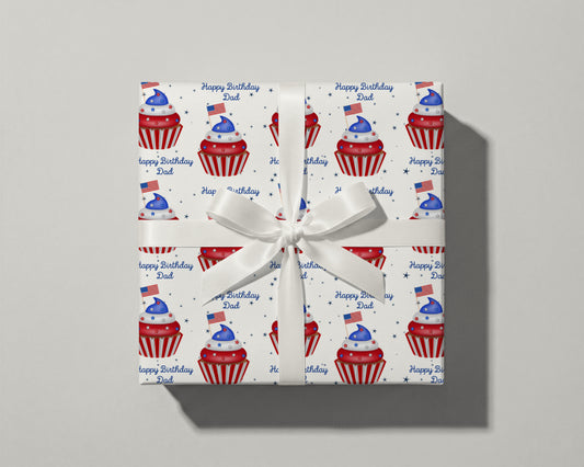 Personalized Patriotic Birthday Wrapping Paper - Custom Name Gift Wrap