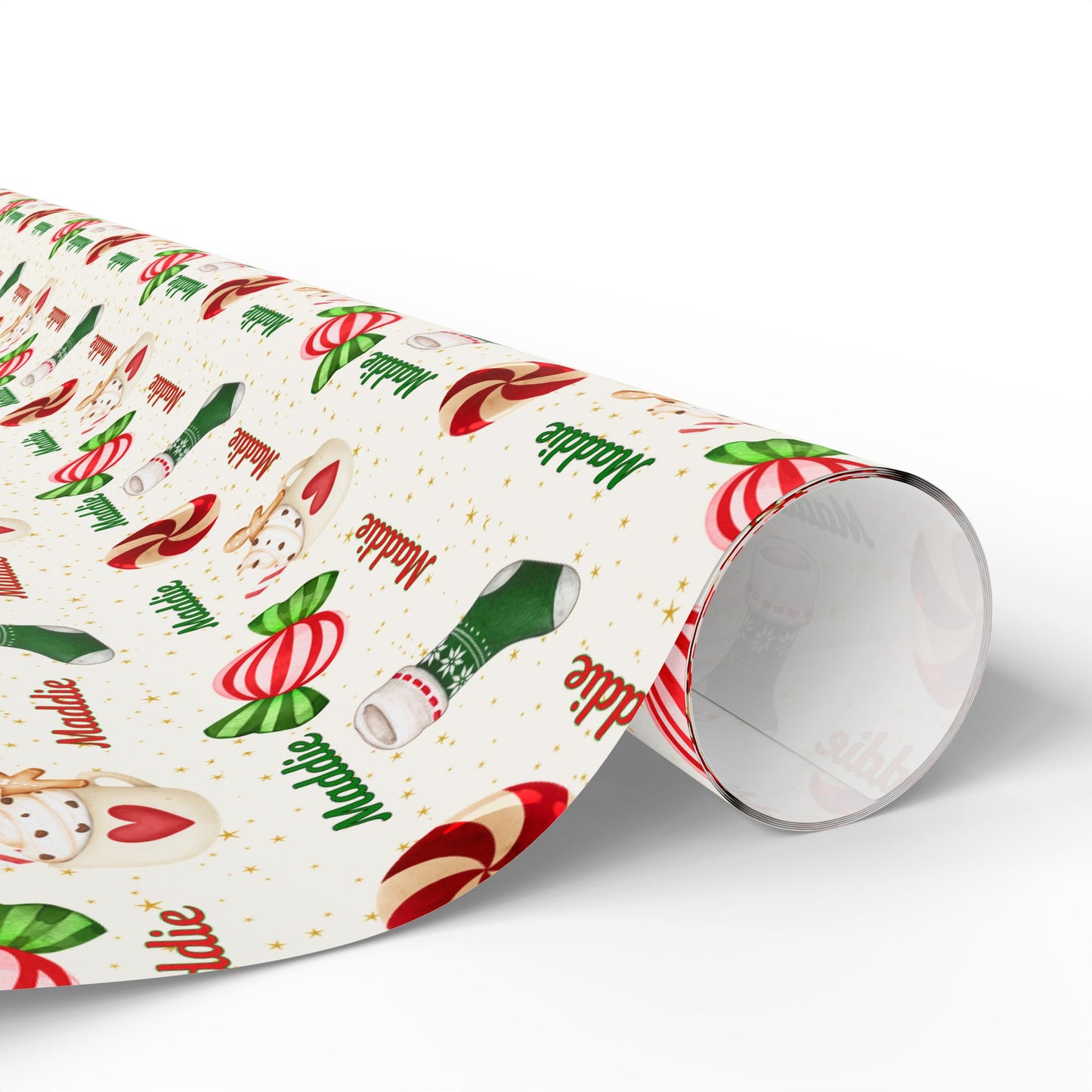 Personalized Christmas Candy Wrapping Paper - Custom Name Gift Wrap