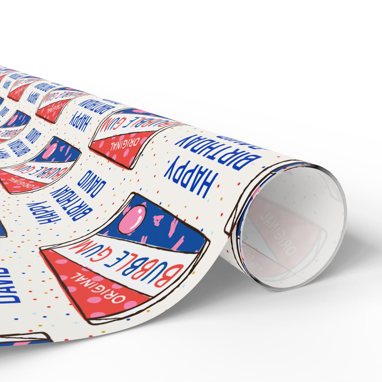 Personalized Bubblegum Birthday Wrapping Paper - Custom Name Gift Wrap