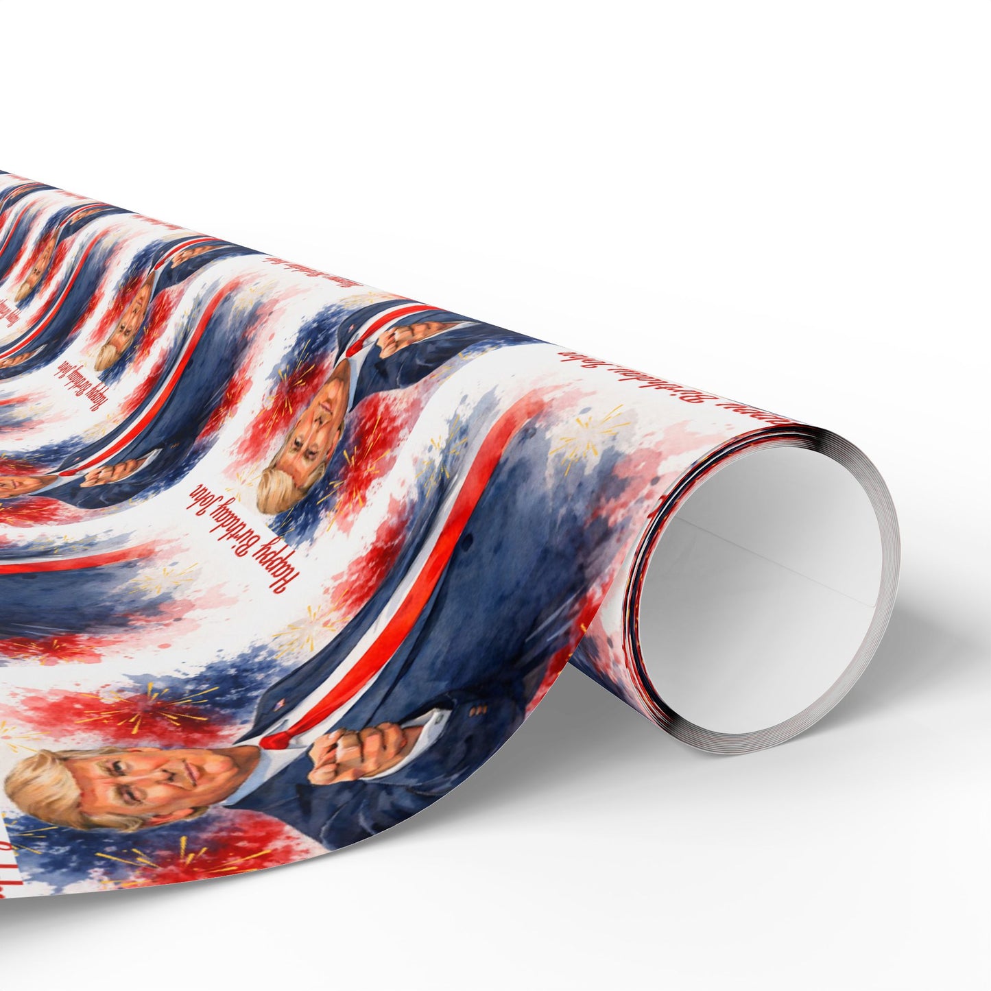 Trump Birthday wrapping paper rolled view