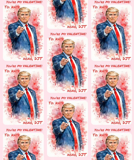 Trump Valentine’s Day gift wrap for adults with glossy finish