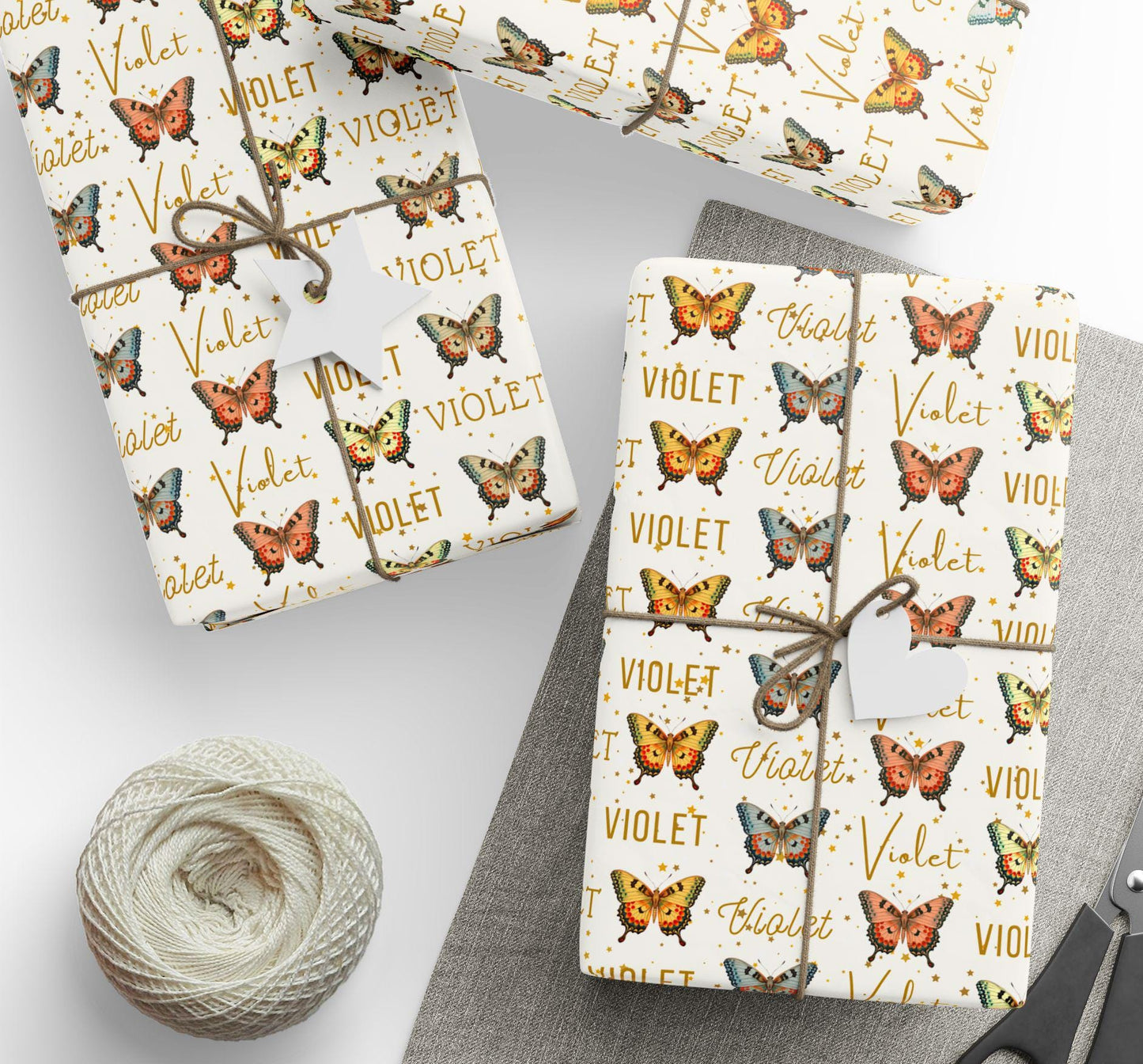 Personalized Butterfly & Name Wrapping Paper - Custom Name Gift Wrap