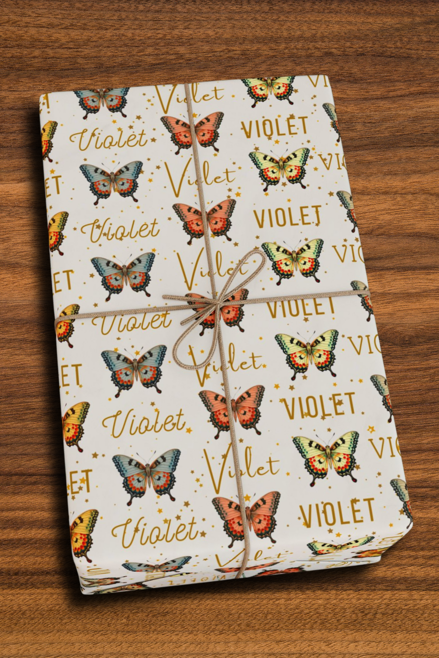 Personalized Butterfly & Name Wrapping Paper - Custom Name Gift Wrap