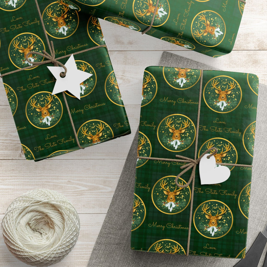 Christmas Stag Green Plaid
