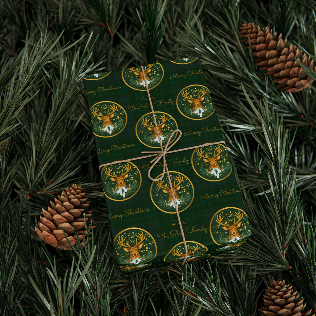Christmas Stag Green Plaid
