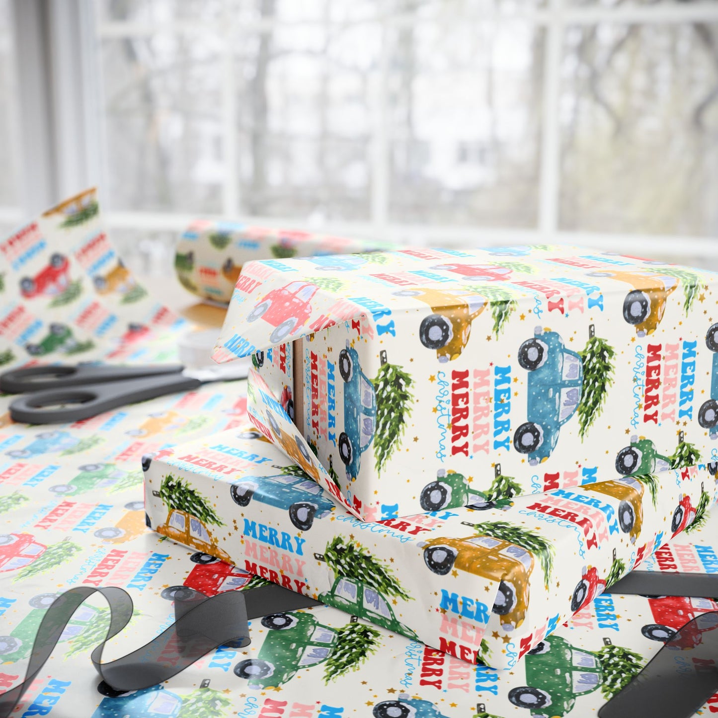 Vintage Christmas Car & Tree