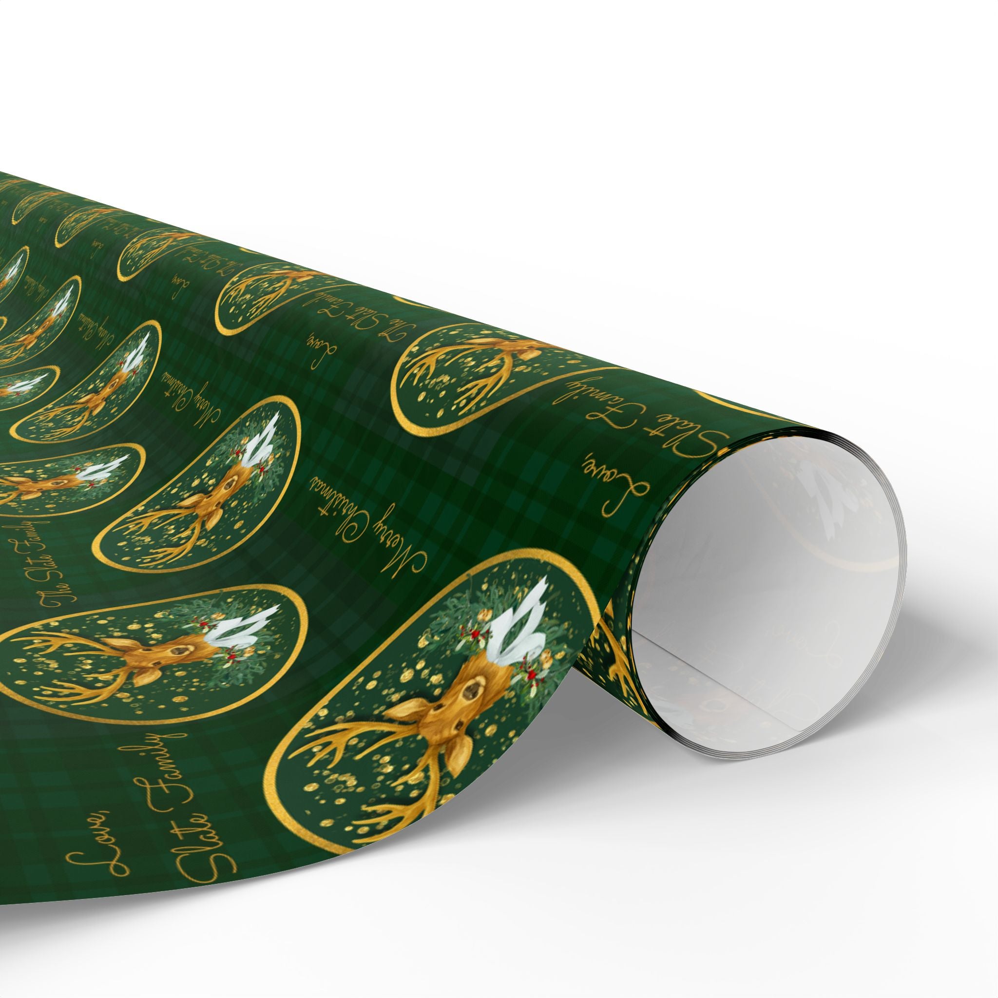 Christmas Stag Green Plaid