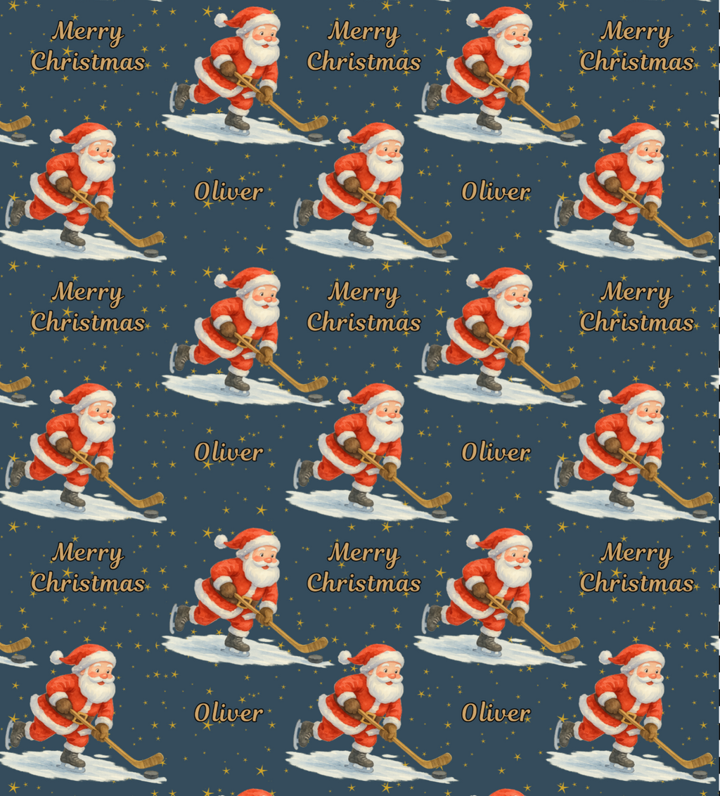Santa Playing Ice Hockey