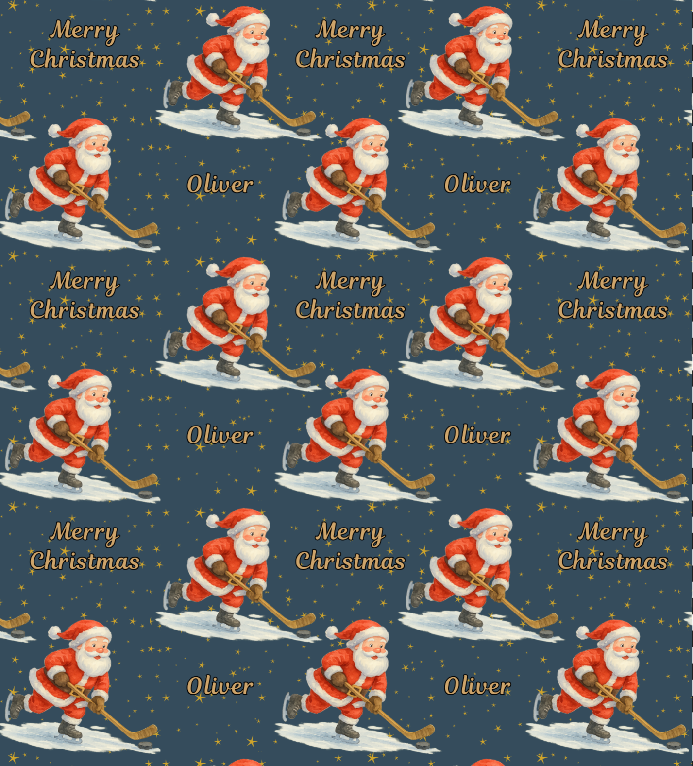 Santa Playing Ice Hockey