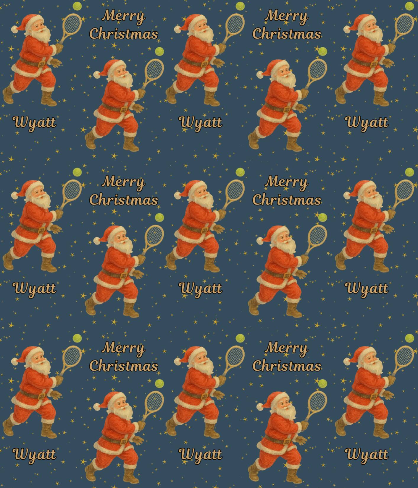 Santa Playing Tennis