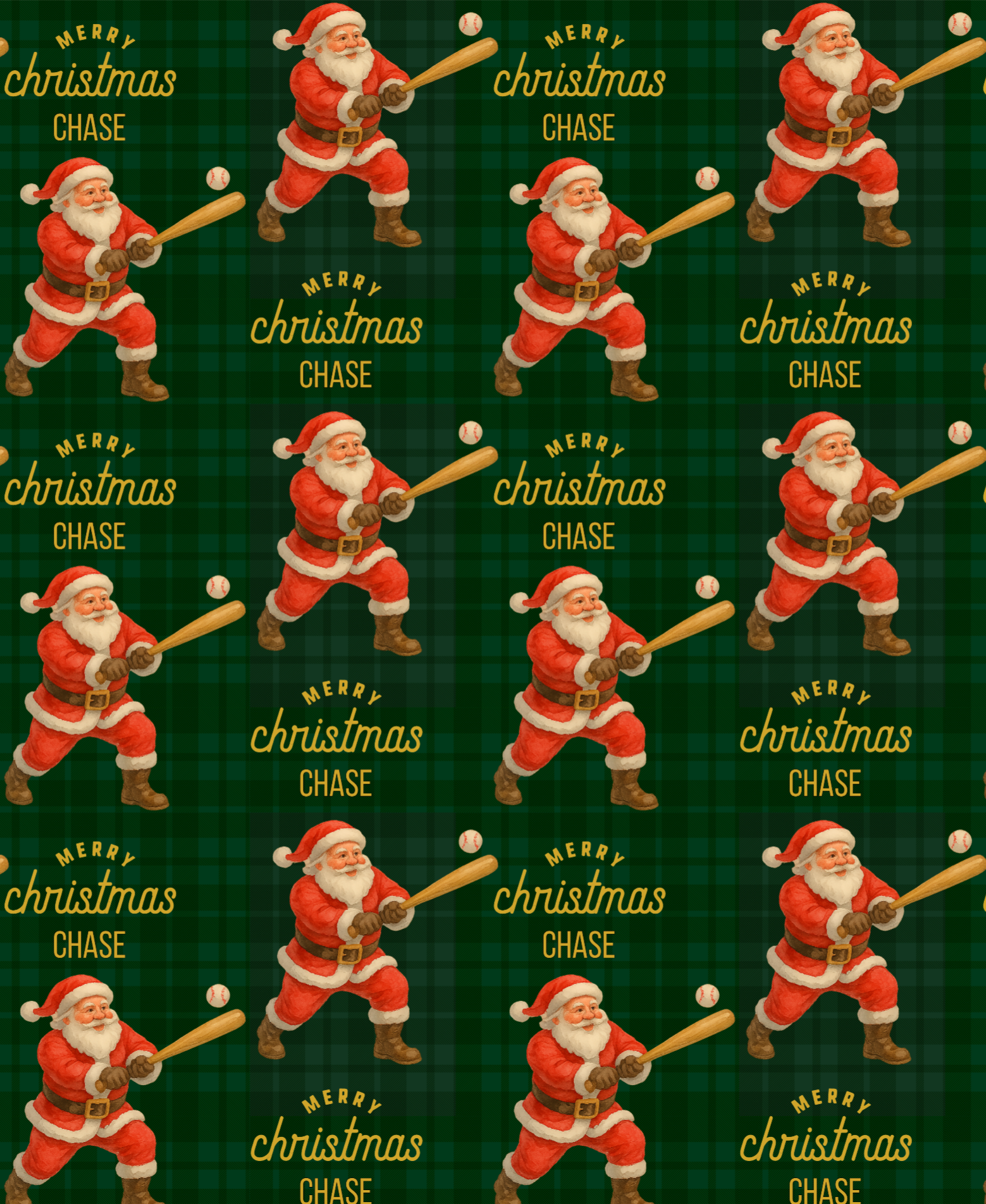 Santa Playing Baseball