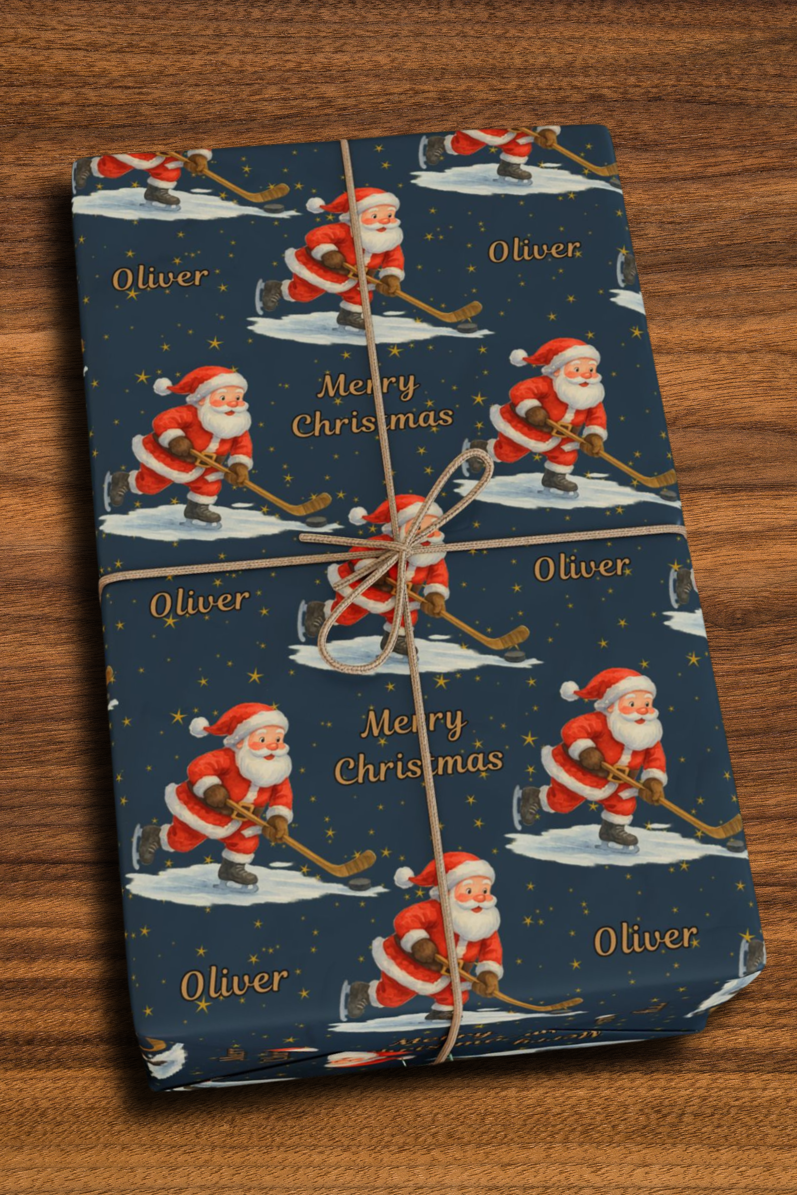 Santa Playing Ice Hockey