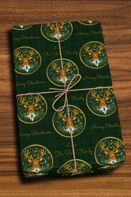 Christmas Stag Green Plaid