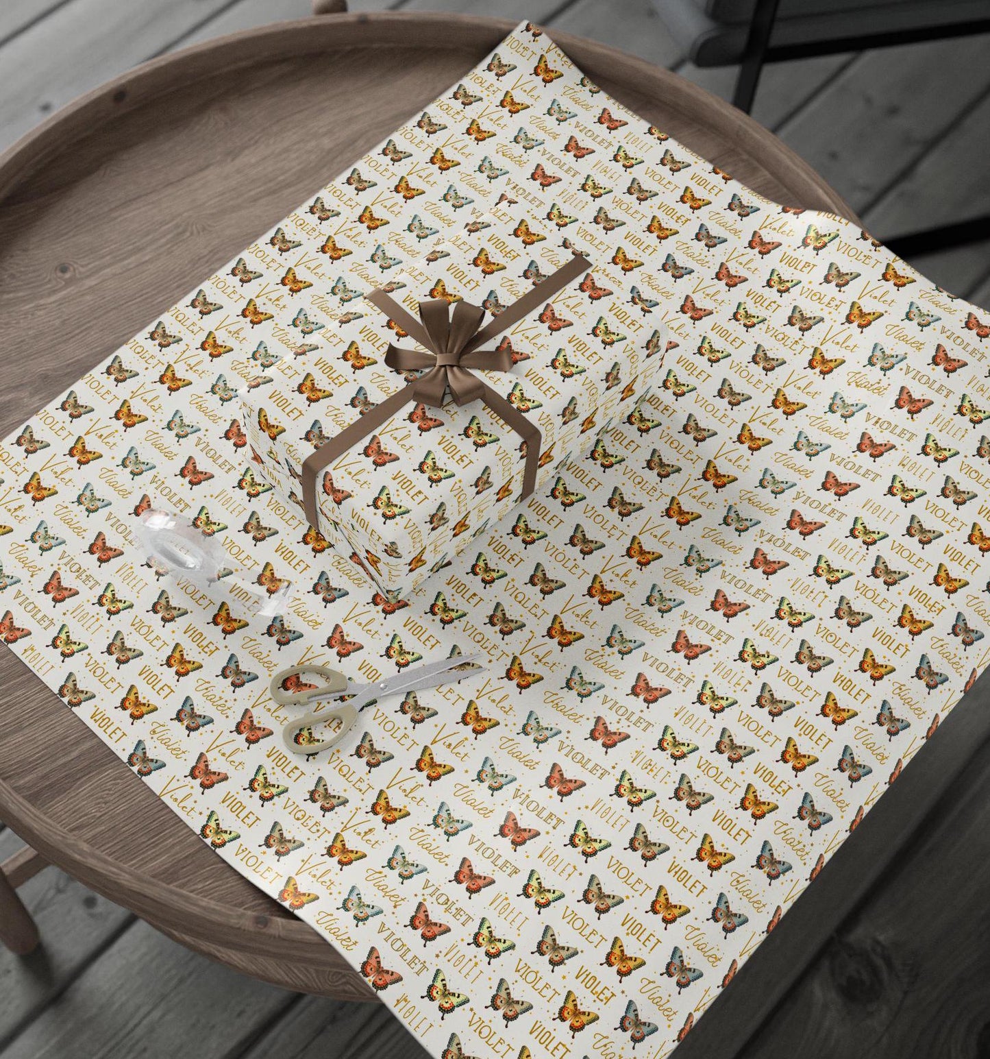 Personalized Butterfly & Name Wrapping Paper - Custom Name Gift Wrap